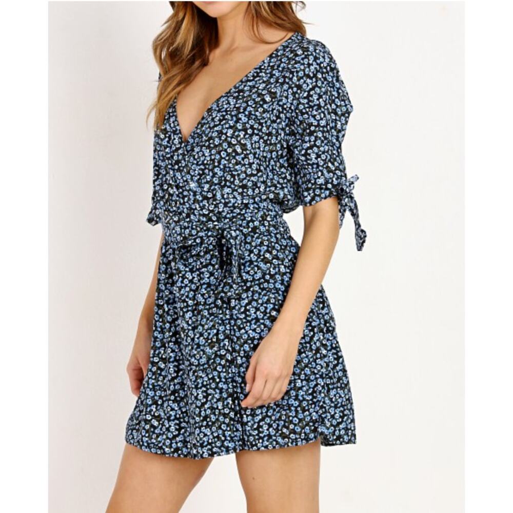 Faithfull the Brand Oslo Dress Women 6 Blossom Village Blue Floral Boho Romantic - Picture 2 of 14